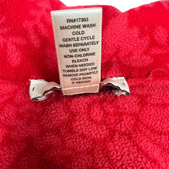 Vera Wang Pajama Shirt Red Floral White Ruffle Trim Long Sleeve Women's Large - Picture 8 of 9